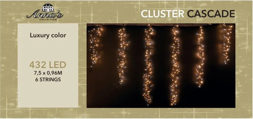 Anna's Collection Cascade Clusterverlichting 1032 LED - 750cm - Warm Wit