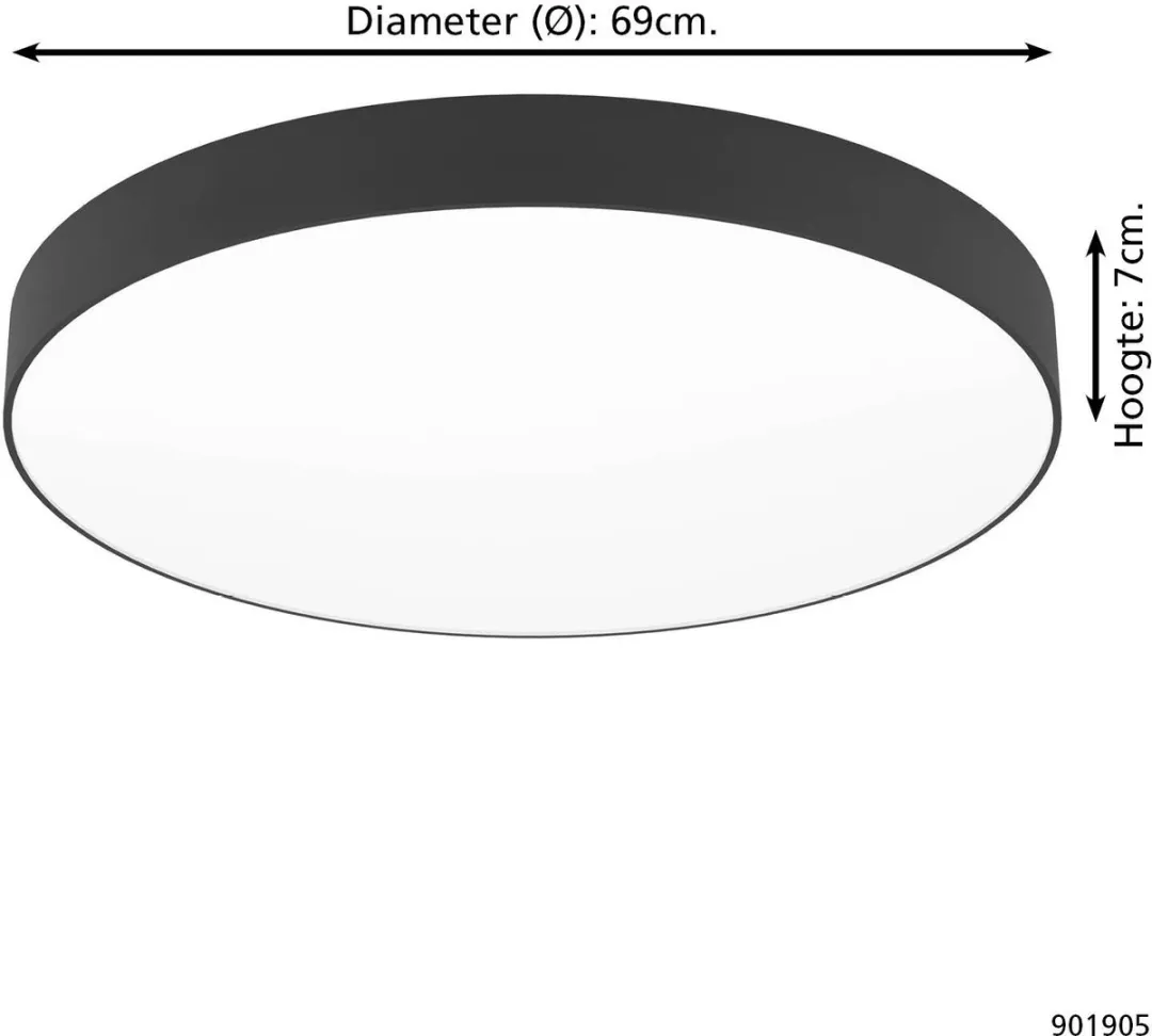EGLO connect.z Gallizzi-Z Plafondlamp Ø69cm - Zwart/Wit - RGB & Wit - Zigbee