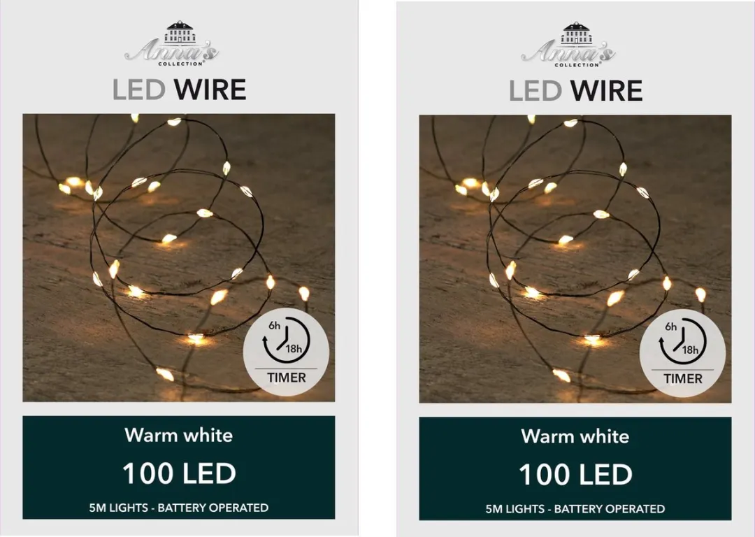 Anna's Collection Draadverlichting 100 LED - 500cm - Zwart - Warm Wit