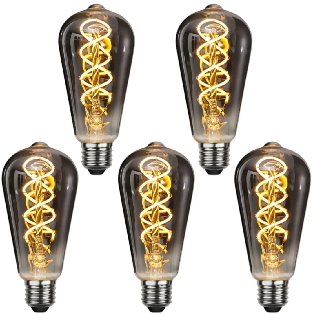 Star Trading Druppel-Edison Rookglas E27 2W - 5 Stuks