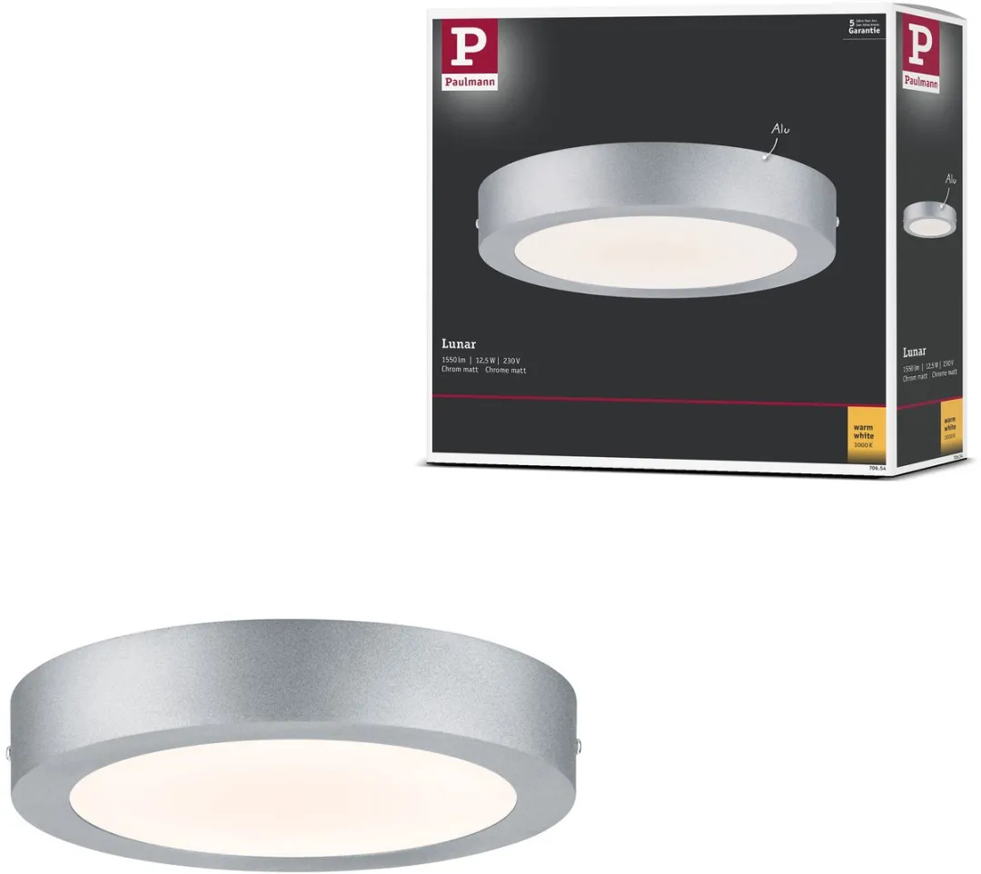 Paulmann LED-paneel Lunar Rond 225mm 12,5W - 1140lm - Chroom mat
