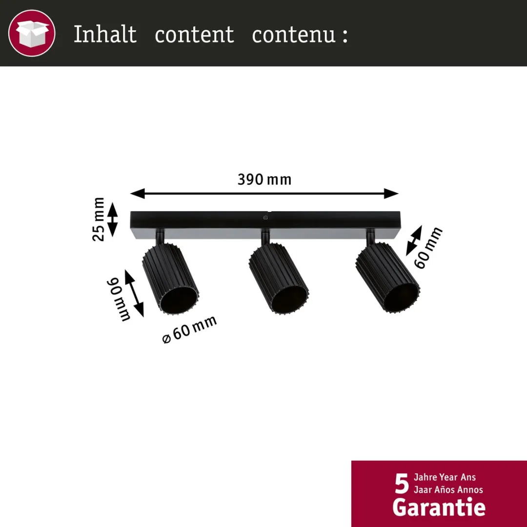 Paulmann Lirena Spotlight GU10 3x10W - Zwart mat - afbeelding 6 van 6