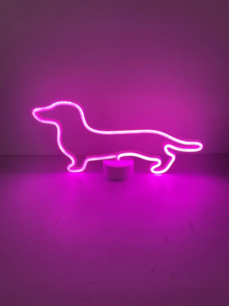 Twinkle Toys Teckel LED Neon Hond - Roze
