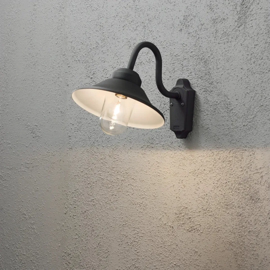 Konstsmide Vega Wandlamp - 1x60W E27 - Zwart Aluminium IP44