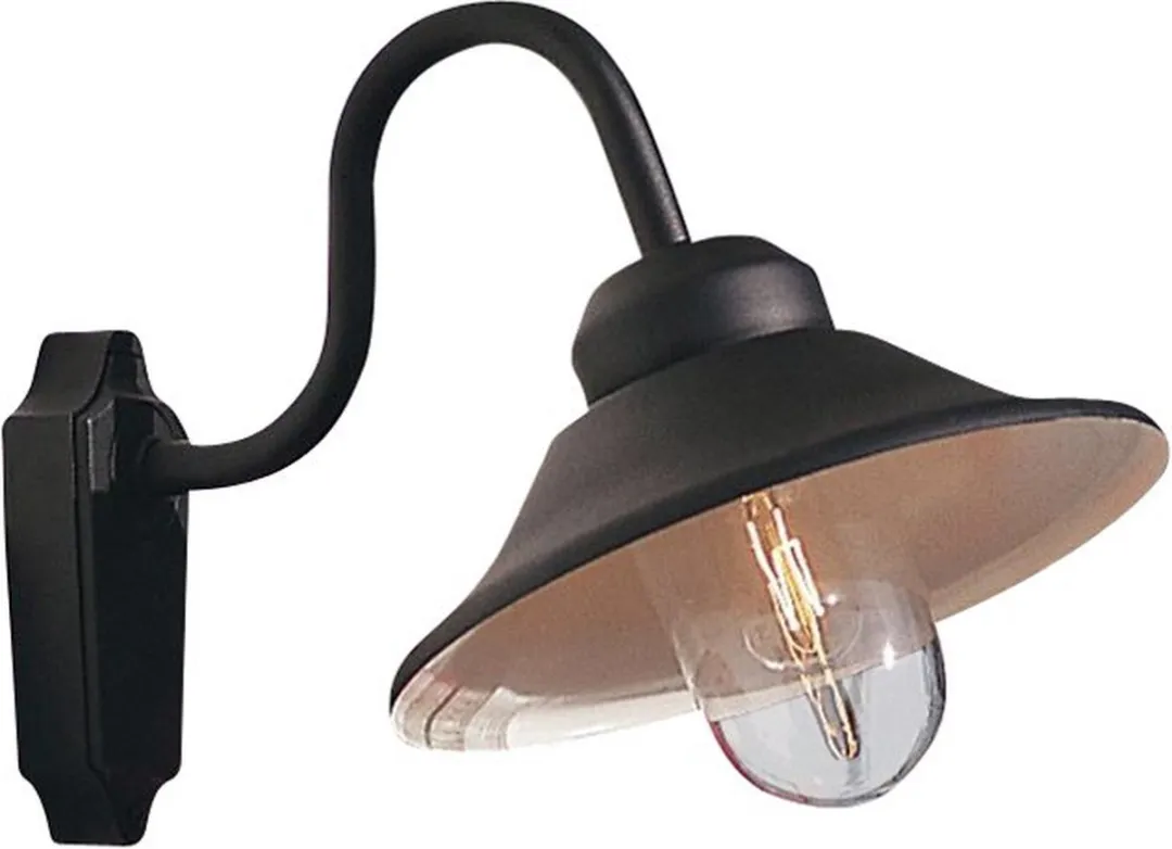 Konstsmide Vega Wandlamp - 1x60W E27 - Zwart Aluminium IP44