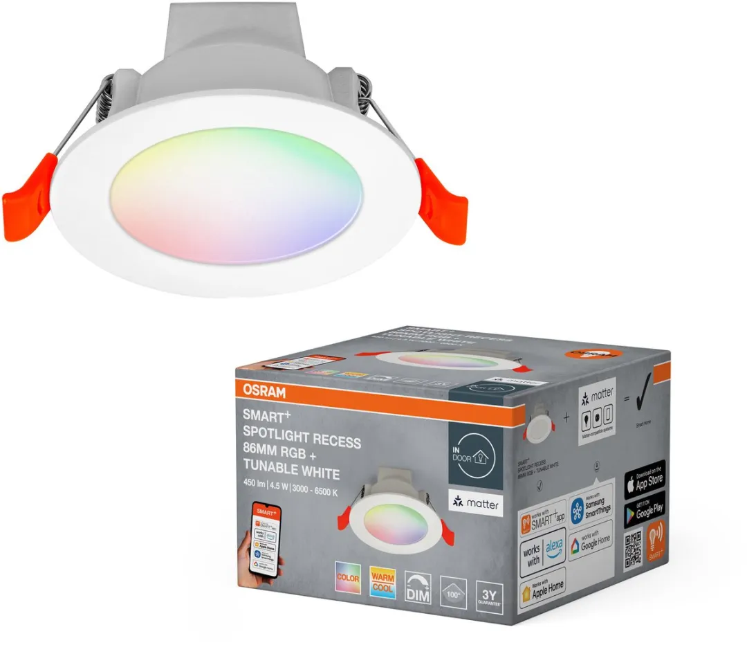 Osram SMART+ Matter Recess Verzonken Spot 8W - 120cm Diameter