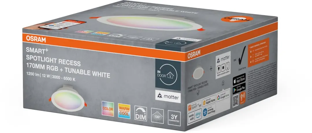 Osram SMART+ Matter Recess Verzonken Spot 8W - 120cm Diameter - afbeelding 6 van 6