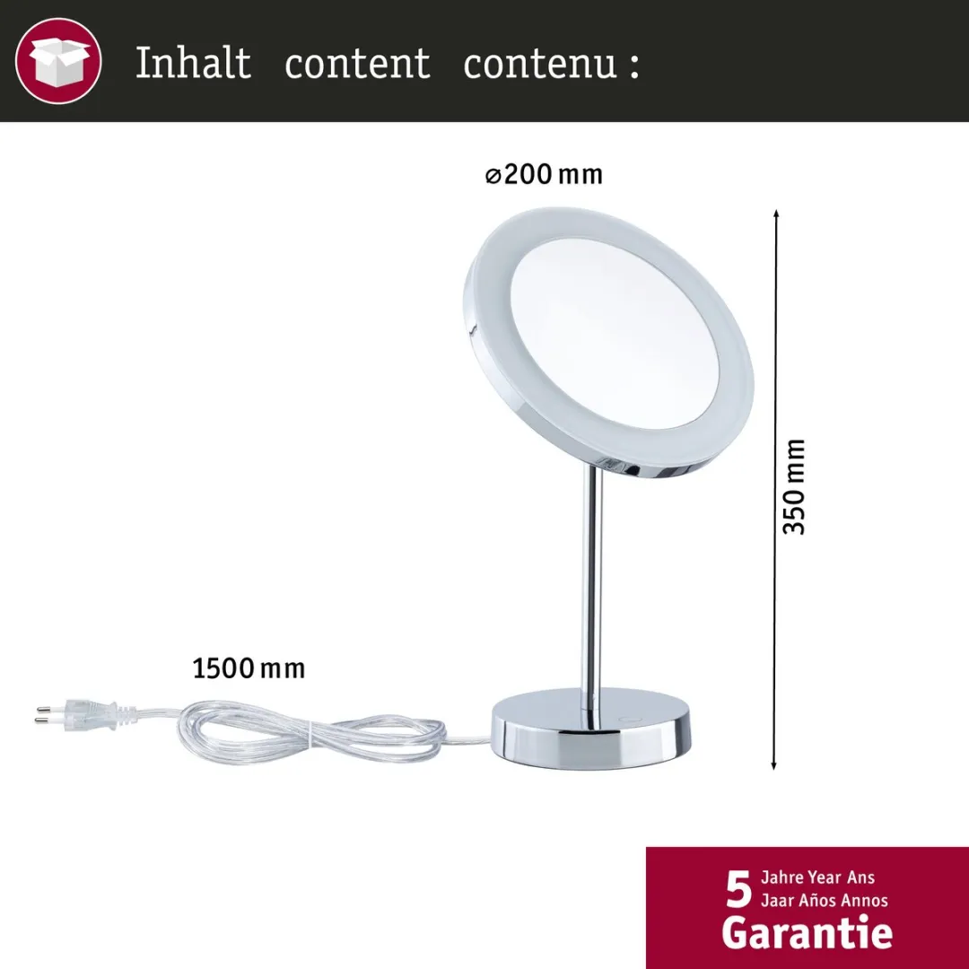 Paulmann Masua LED Cosmeticaspiegel 4W - 66 LED 2700K - Ø40cm - Chroom