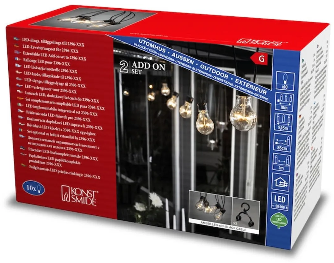 Konstsmide 2397-800 Snoerverlichting 10 Lampen - 10m - Extra Warmwit