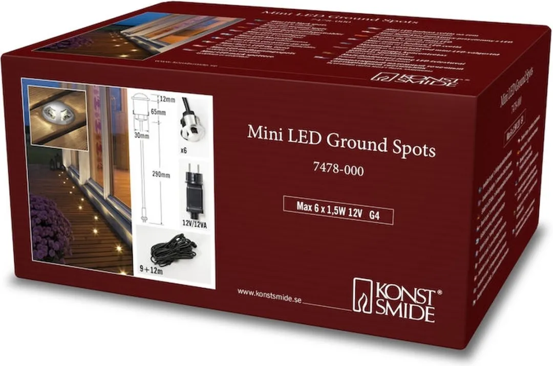 Konstsmide - Mini led (6x) pad/terrasverlichting - 7467-000 - 12 V - 9 m aansluitsnoer - met stekker!