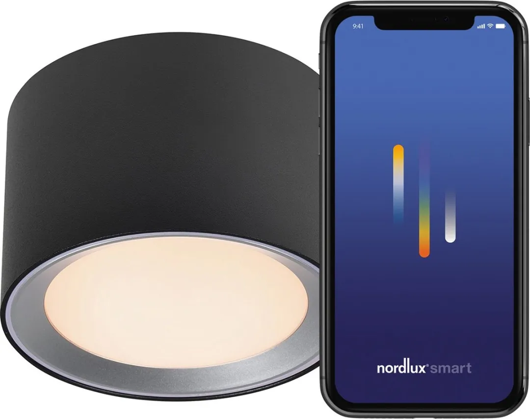 Nordlux Landon Smart 2700K IP44 Wandlamp - Zwart
