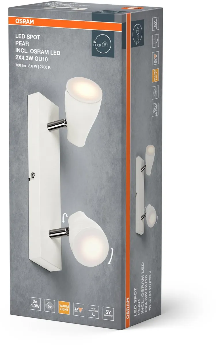 Osram LED Spot Pear Plafondspot 8,6W 420lm GU10 - Wit