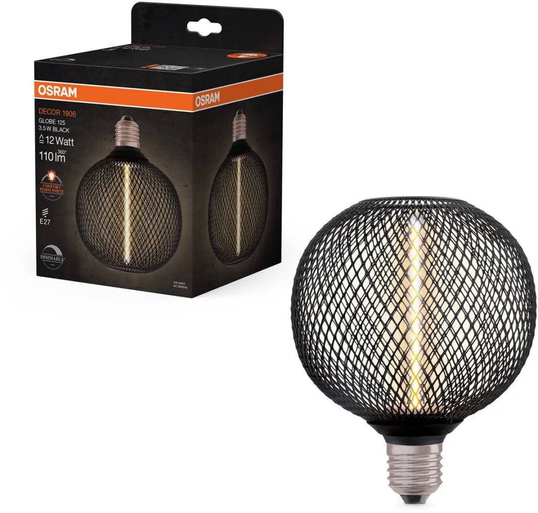 Osram LED Decor Globe 3.5W 1800K - 110lm - Zwart