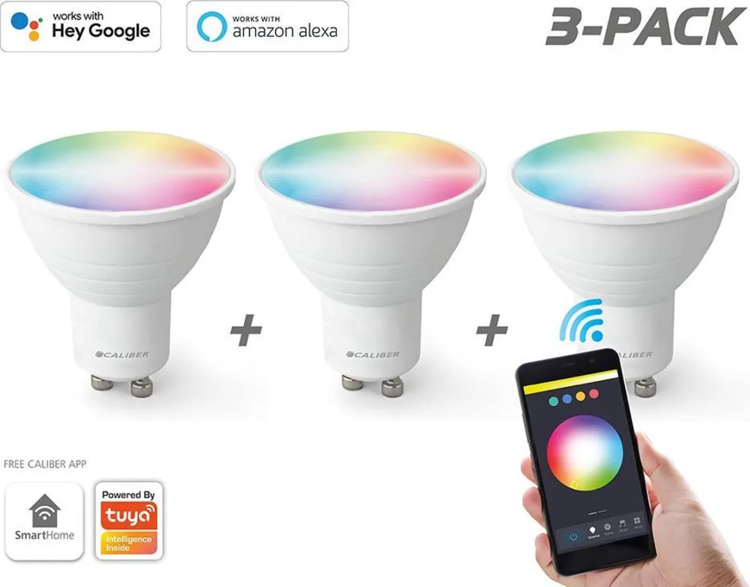 Caliber Smart Lamp GU10 RGB/Wit Mat - 3 Stuks - 5W