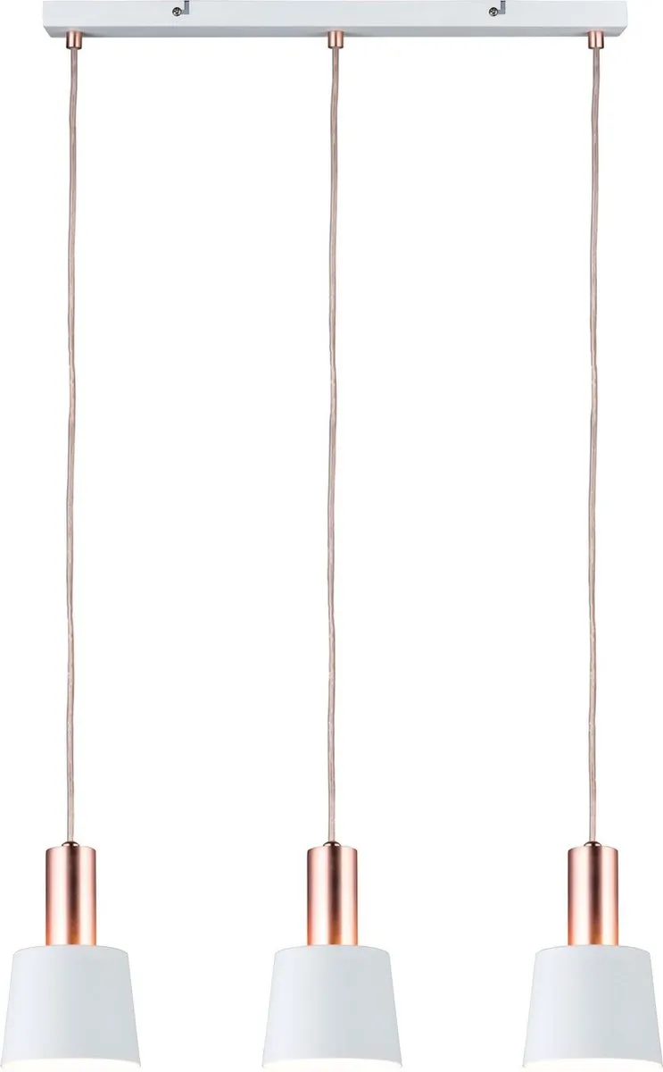 Paulmann Neordic Haldar Hanglamp - 1x20W E14 - Wit/Koper mat