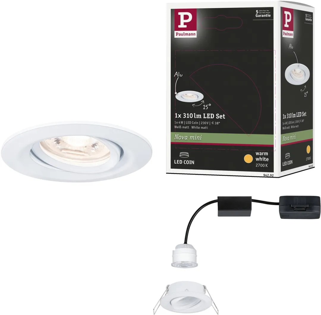 Paulmann Nova Mini Coin LED-inbouwlamp 4W 310lm 2700K - Ø66mm