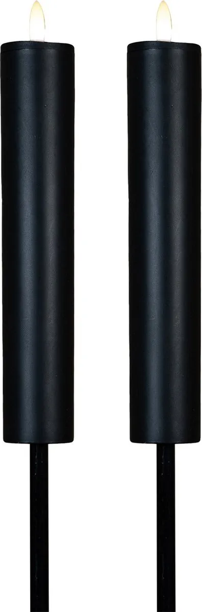 Anna's Collection Solar Kaars Fakkel 2x - Zwart - H76cm