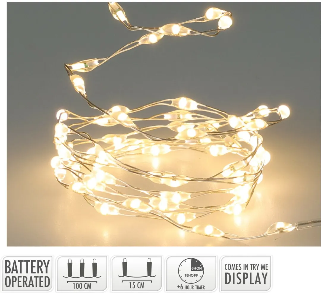 Lumineo Kerstverlichting Draad 132 LED Zilver - 200cm