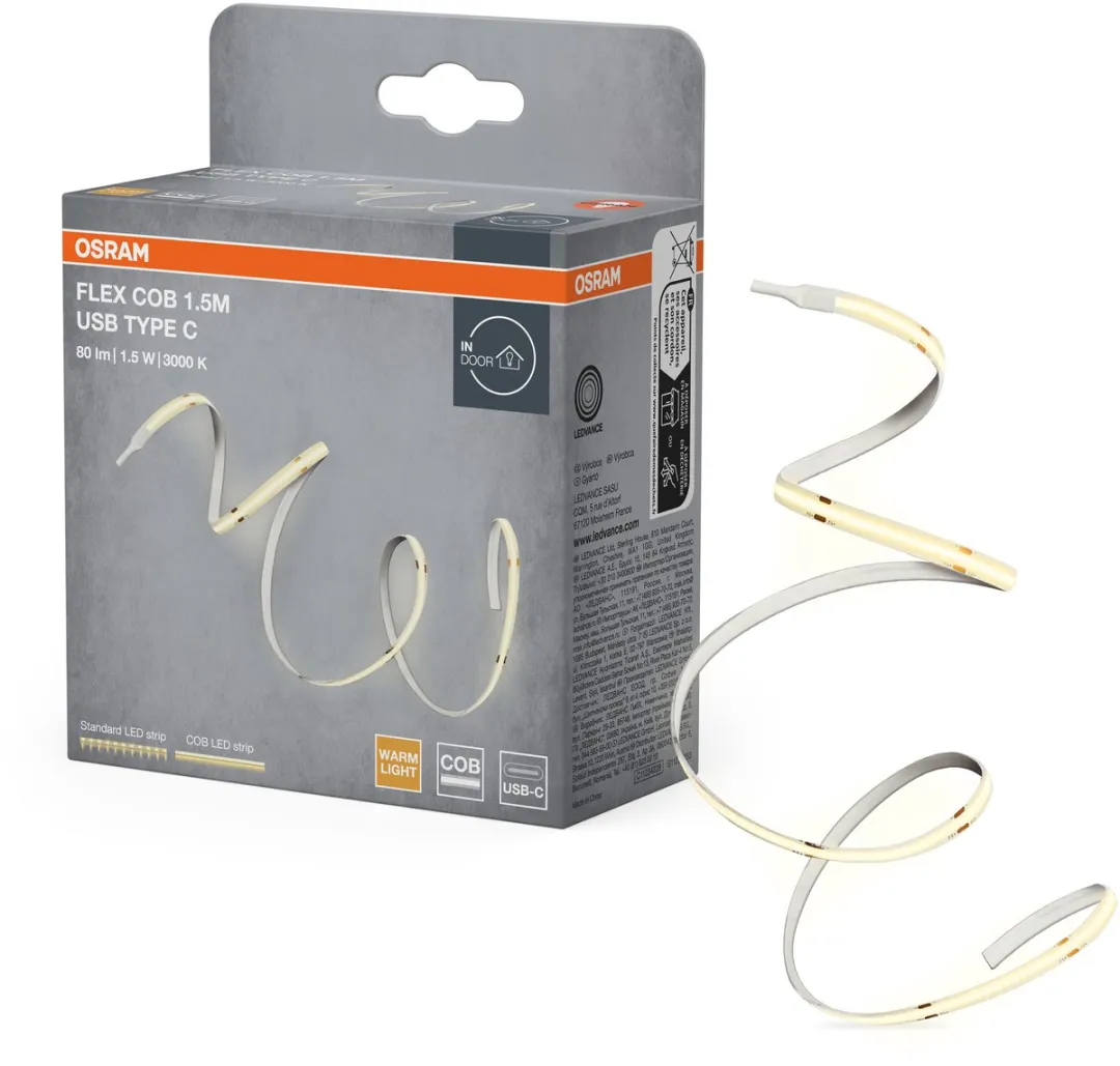 Osram Flex COB USB Type C 1.5m Warmwit 830 - Geel