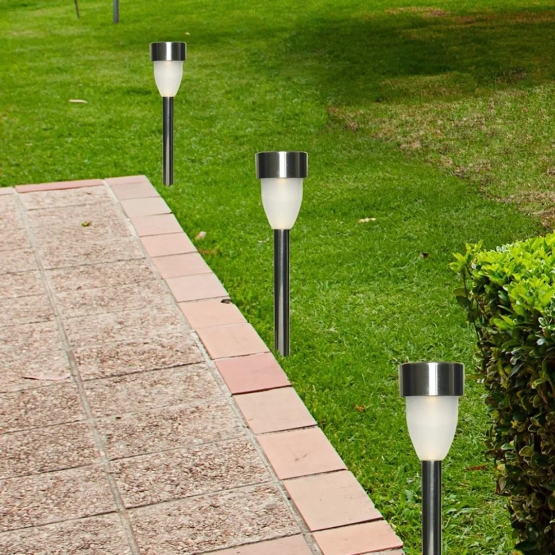 Lumineo Nova Tuinlamp LED Solar 3 Stuks - Warm Wit - RVS/Kunststof