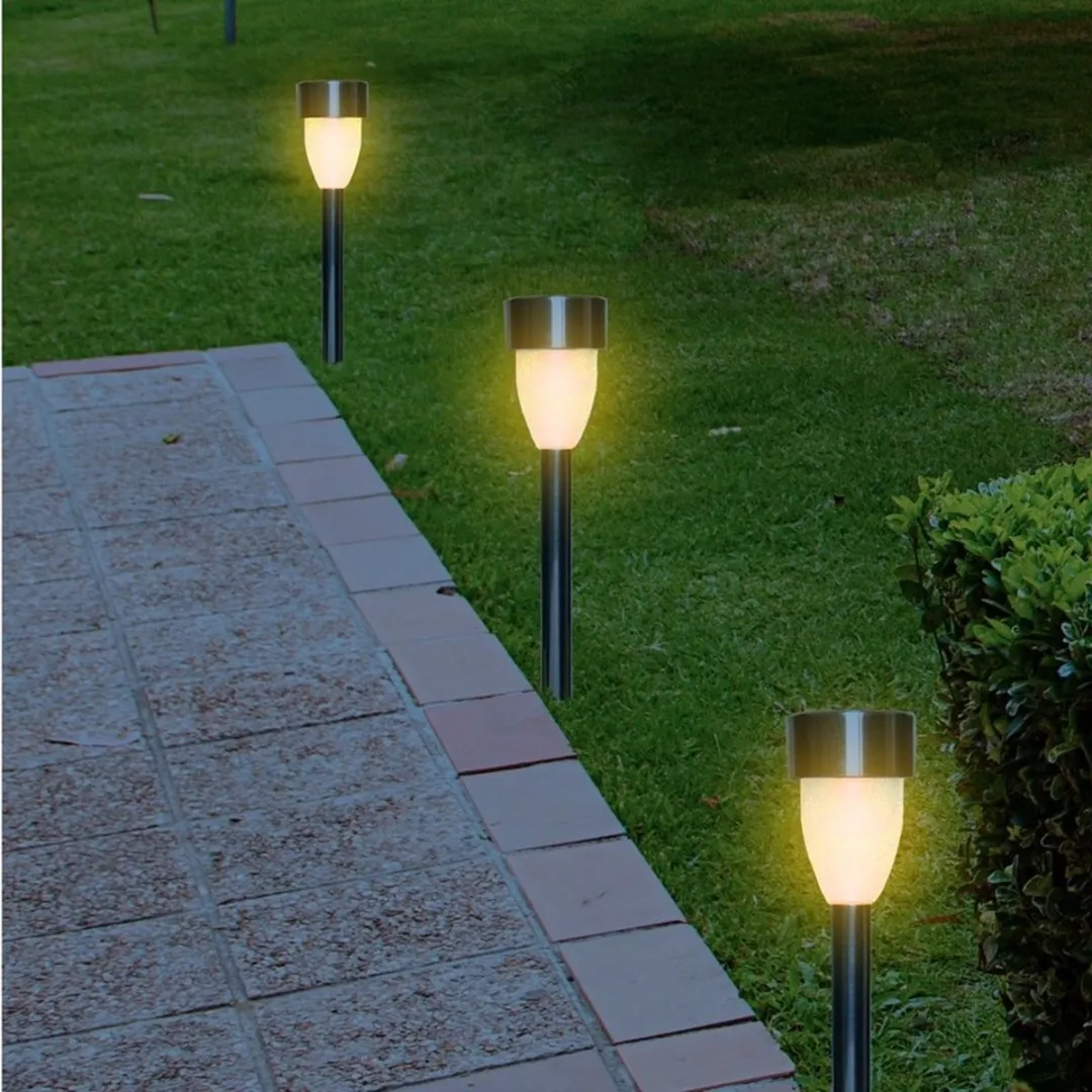 Lumineo Nova Tuinlamp LED Solar 3 Stuks - Warm Wit - RVS/Kunststof