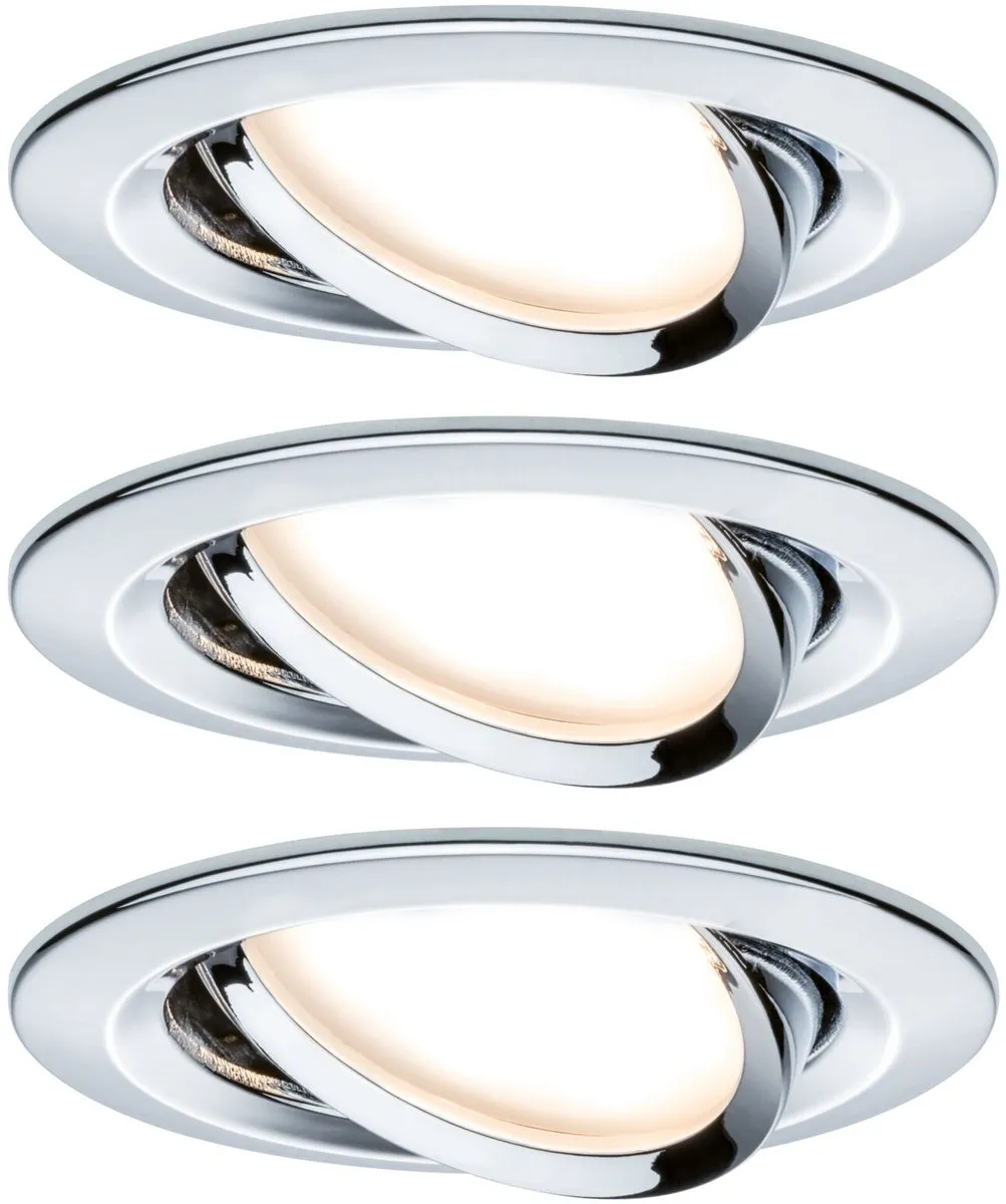 Paulmann Nova Coin LED-inbouwlamp 3x6W 470lm 2700K - 3 Stuks - Chroom