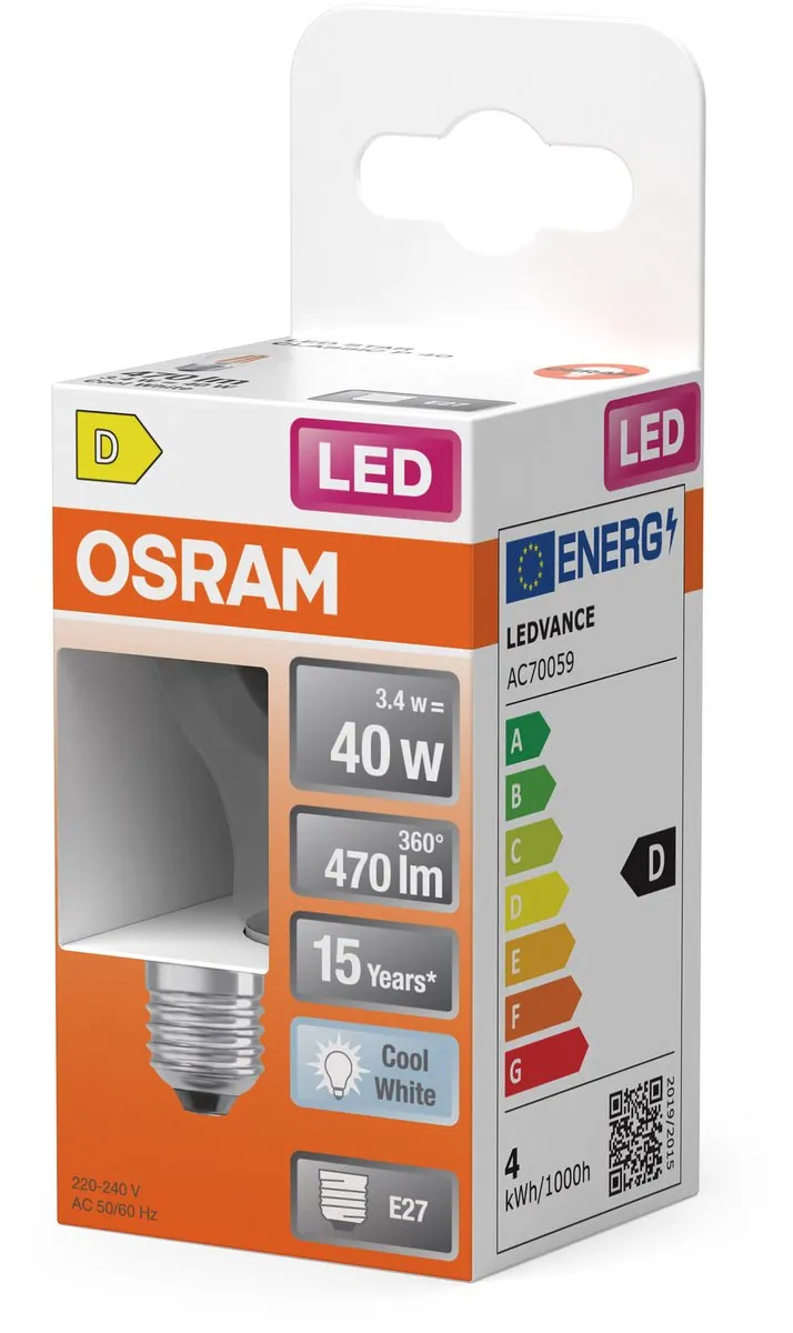 Osram LED Star Globe P40 Filament 3,4W E27 - 470lm Koelwit