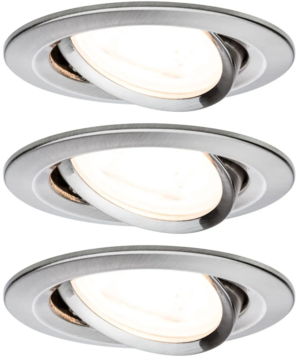 Paulmann Nova LED-inbouwlamp Basisset 3x6,5W 460lm 2700K - 84mm - Staal geborsteld
