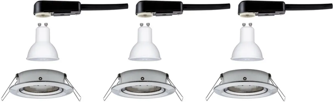 Paulmann Nova LED-inbouwlamp Basisset 3x6,5W 460lm 2700K - 84mm - Staal geborsteld - afbeelding 6 van 6