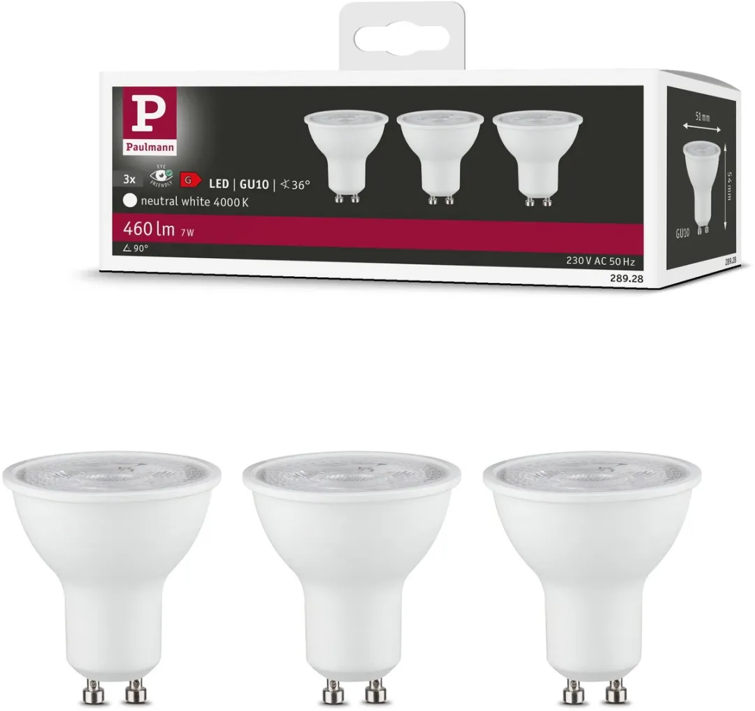 Paulmann LED Reflector GU10 Set 3x7W 460lm 4000K