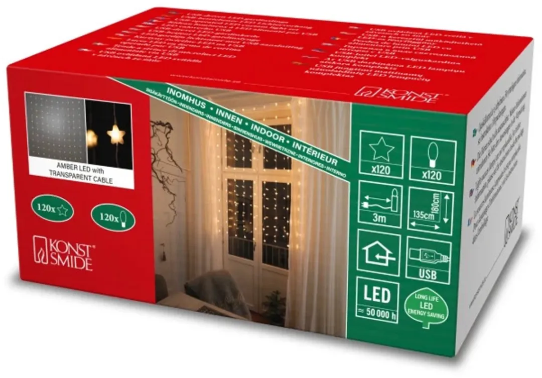 Konstsmide Lichtgordijn Sterren 120 LED - Koel wit - afbeelding 4 van 5