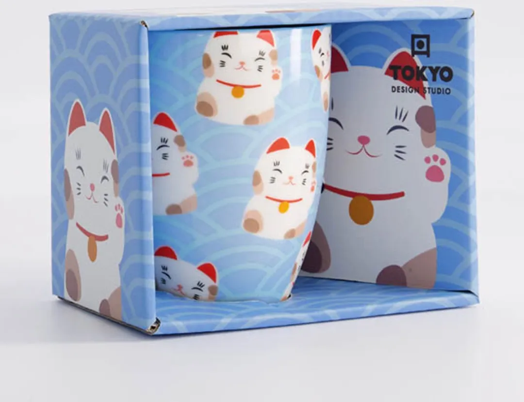 Tokyo Design Studio - Kawaii Lucky Cat - mok 380ml lichtblauw
