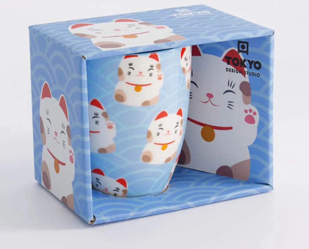 Tokyo Design Studio - Kawaii Lucky Cat - mok 380ml lichtblauw