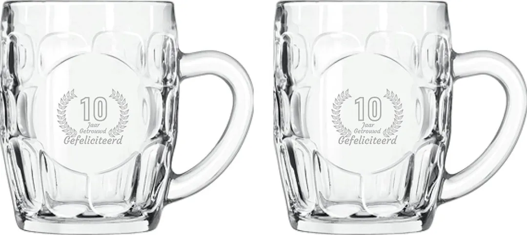 Libbey Bierpullen 55cl Gefeliciteerd 10 Jaar Getrouwd