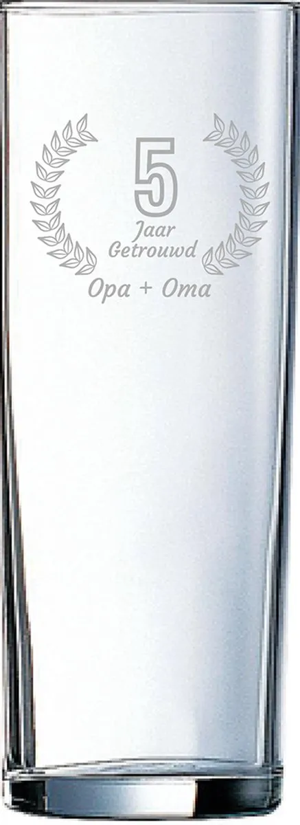 Arcoroc Gegraveerd Longdrinkglas 31cl Opa + Oma 5 Jaar Getrouwd