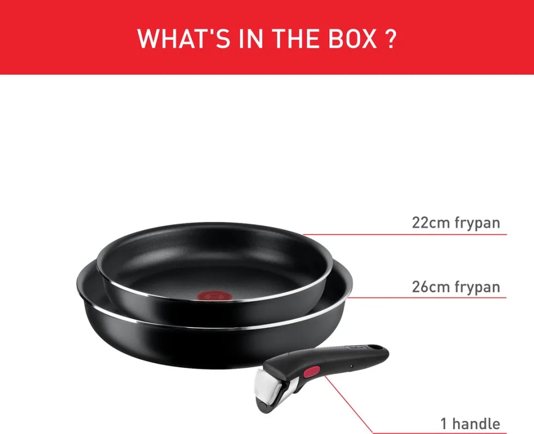 Tefal Ingenio Easy Cook & Clean Pannenset 3-delig L1549013 - Zwart