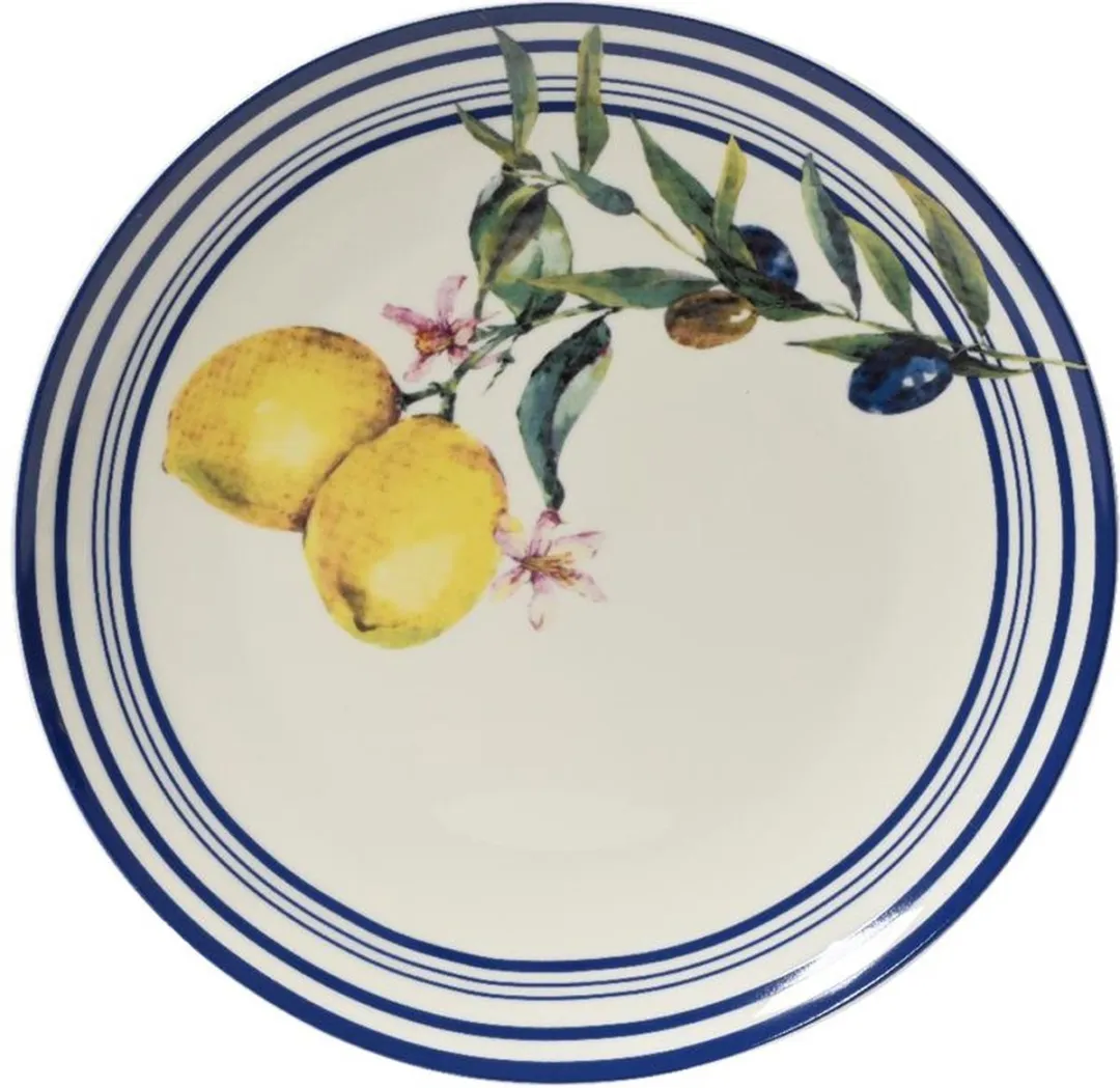 Decoris Bord Citroen Porselein - 20cm - Wit