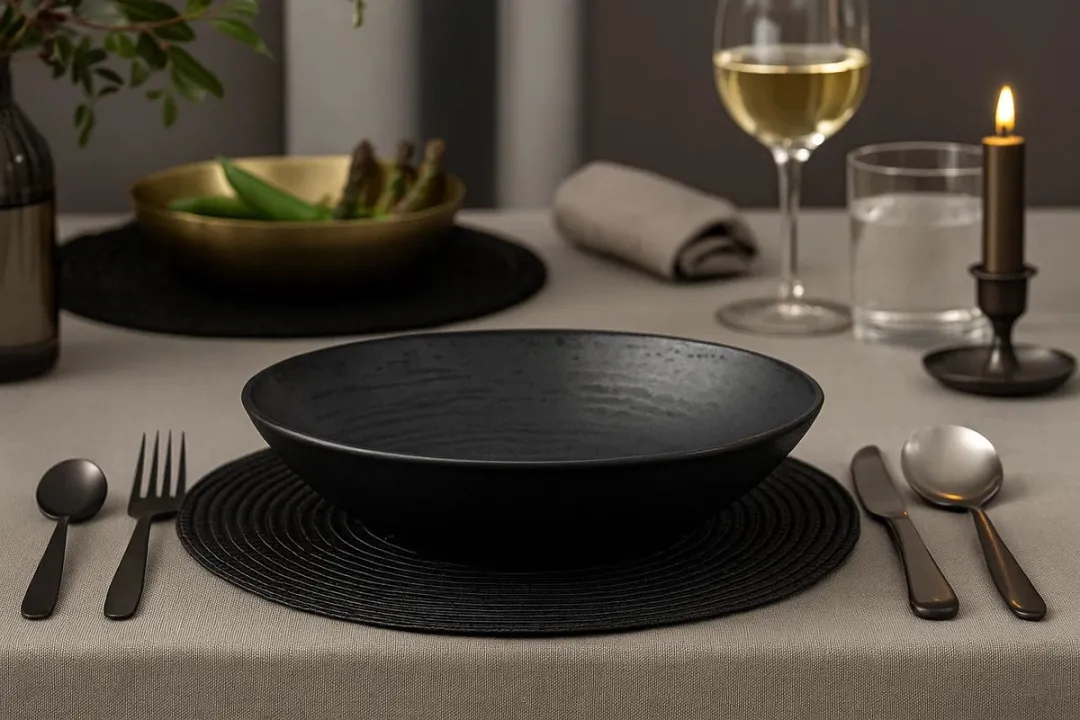 Cosy&Trendy Diepe Bord Merio Ø21,5cm - 6 Stuks - Zwart