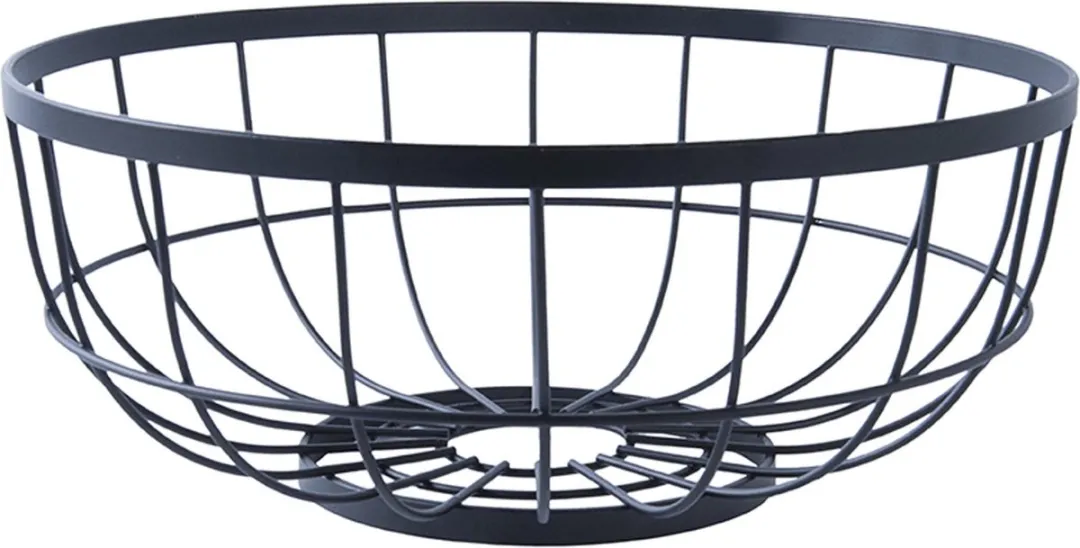 Present Time Fruitmand Open Grid - Metaal Zwart - 28x12cm - Scandinavisch