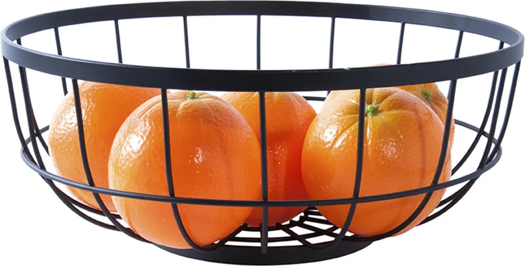Present Time Fruitmand Open Grid - Metaal Zwart - 28x12cm - Scandinavisch