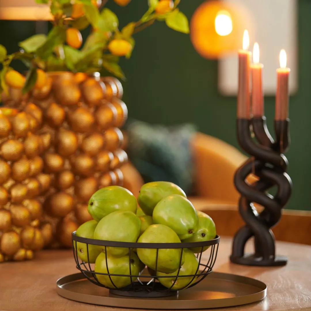 Present Time Fruitmand Open Grid - Metaal Zwart - 28x12cm - Scandinavisch