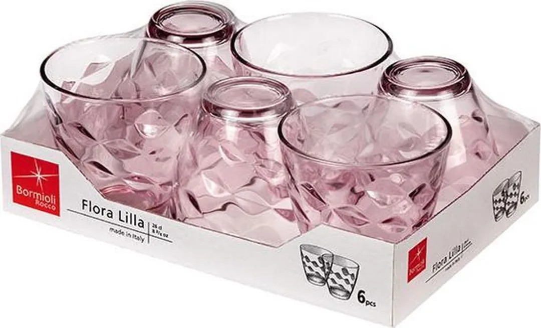 Bormioli Rocco Flora Glazen - Roze - 260ml - 6 Stuks
