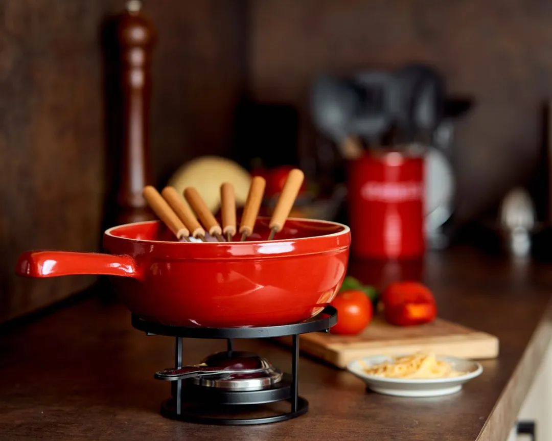Emile Henry Fondue Set Met 6 Fonduevorken - Fonduepan