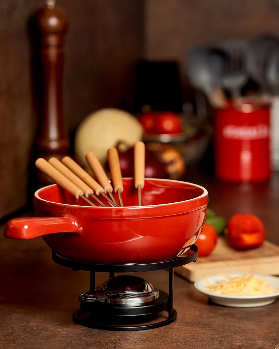 Emile Henry Fondue Set Met 6 Fonduevorken - Fonduepan