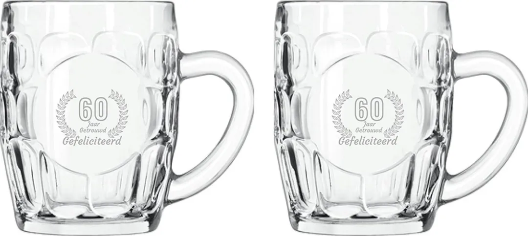 Libbey Bierpullen 55cl Gefeliciteerd 60 jaar getrouwd