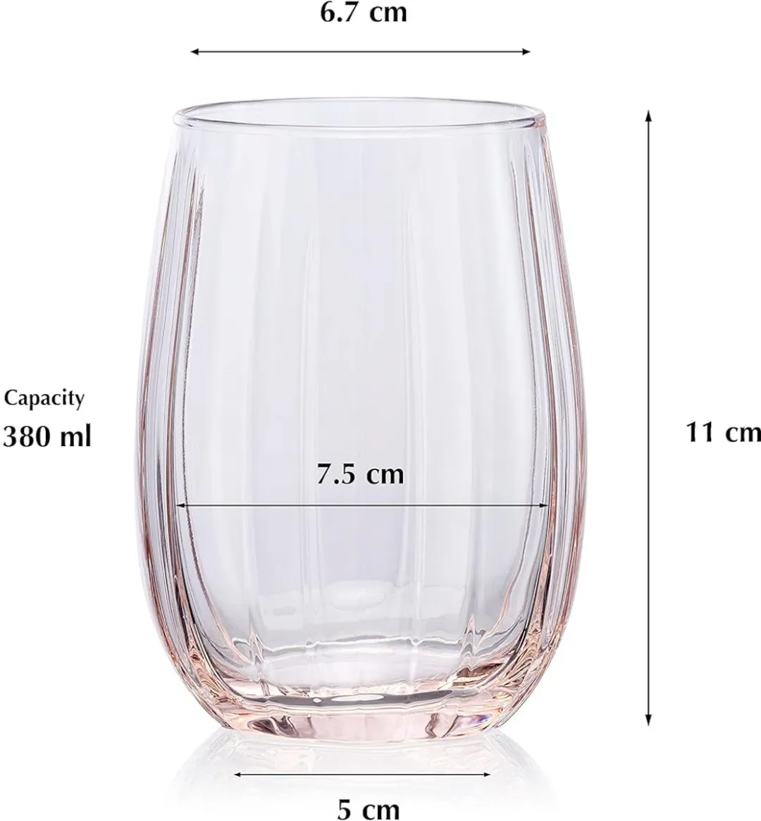 Pasabahce Linka Roze Waterglazen - 380ml - 3 Stuks