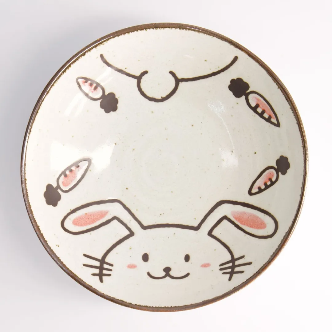 Tokyo Design Studio Kawaii Rabbit Usagi Shallow Bowl - 17cm - Roze