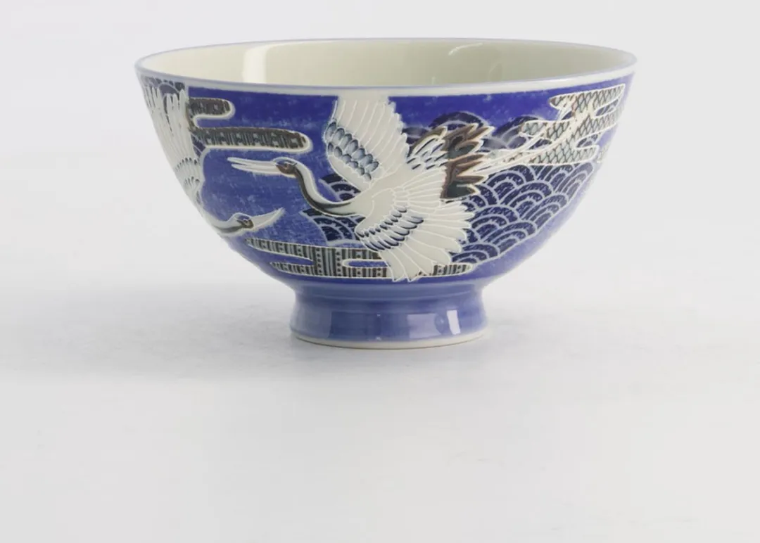 Tokyo Design Studio Kawaii Rijstkom Kraanvogel 300ml - Blauw/Wit