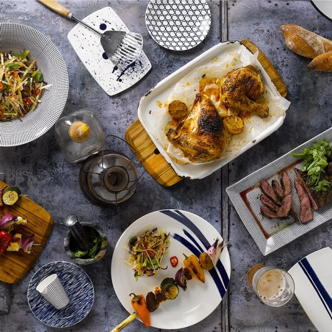 Royal Doulton Pacific Dot Cakeschaal - Serveerschaaltje - Rechthoek - Wit / Blauw - 1 Stuk