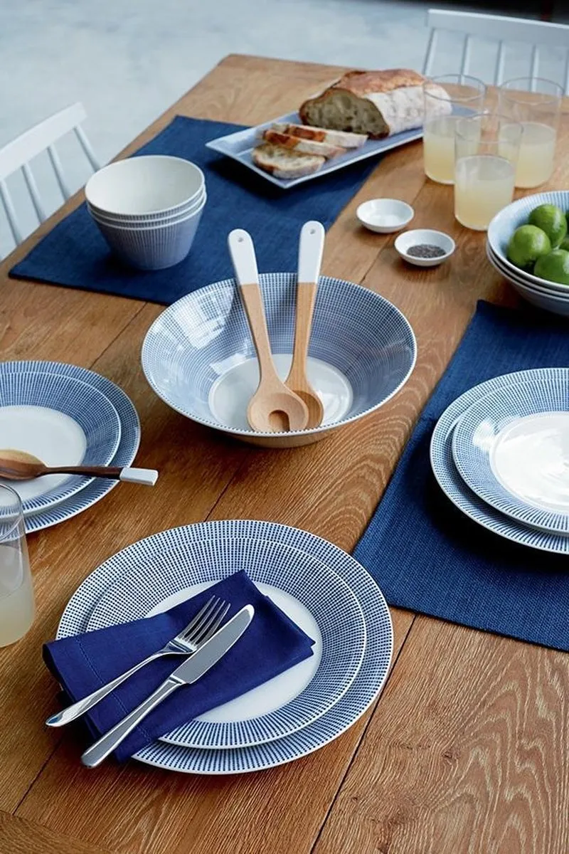 Royal Doulton Pacific Dot Cakeschaal - Serveerschaaltje - Rechthoek - Wit / Blauw - 1 Stuk